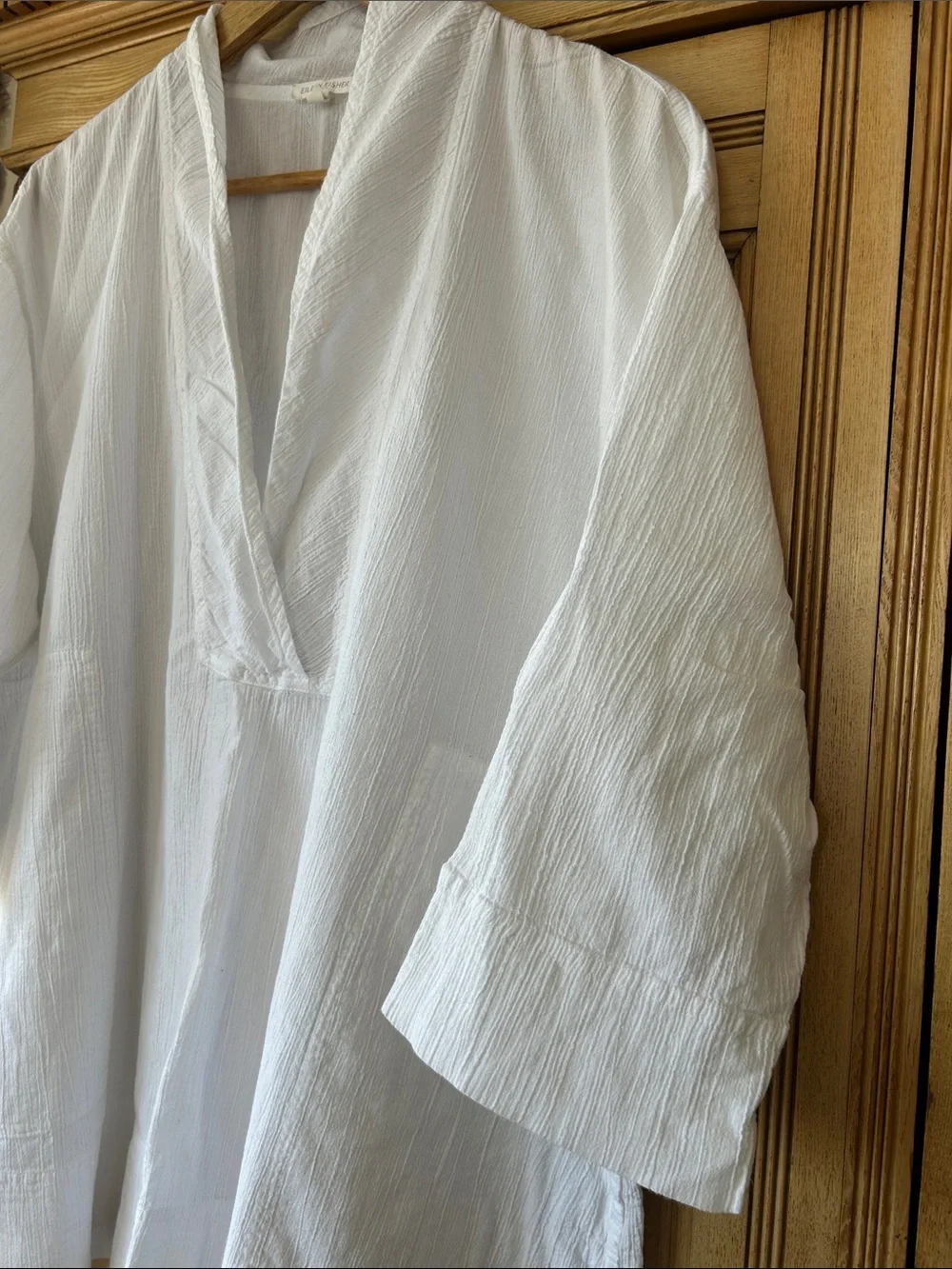 Eileen Fisher White V-Neck Textured Tunic Top or swim coverup XL - Picture 5 of 7